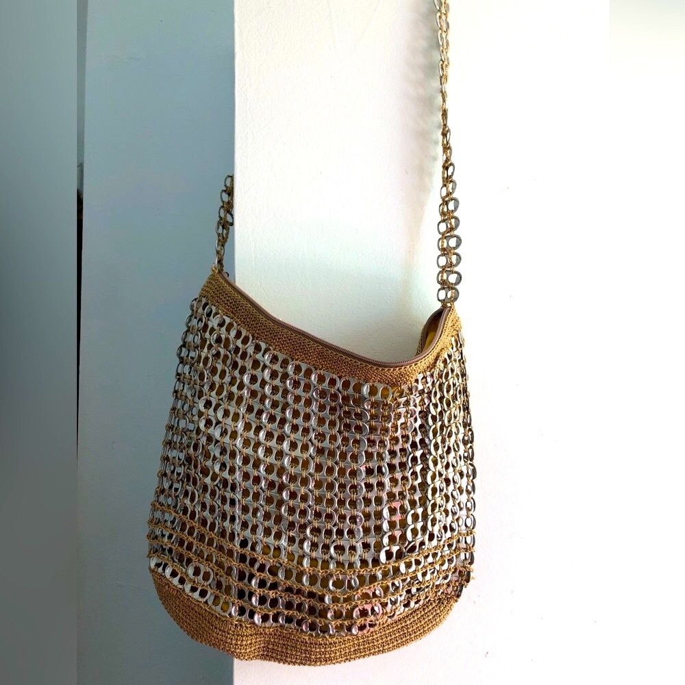 Handmade crochet Upcycled tote purse
